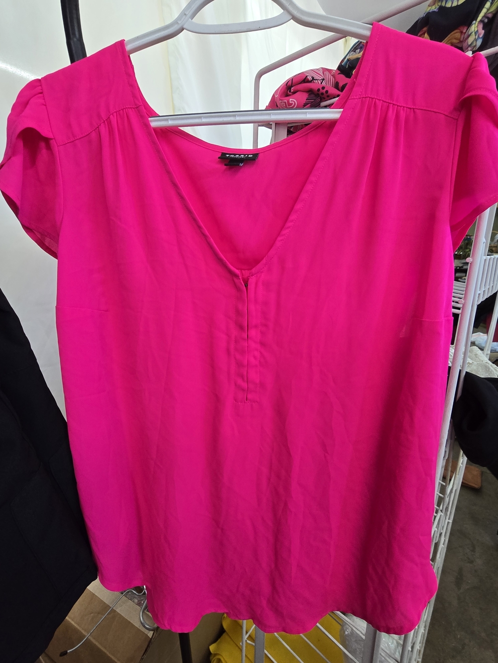 torrid Hot Pink V-Neck Cap Sleeve Blouse